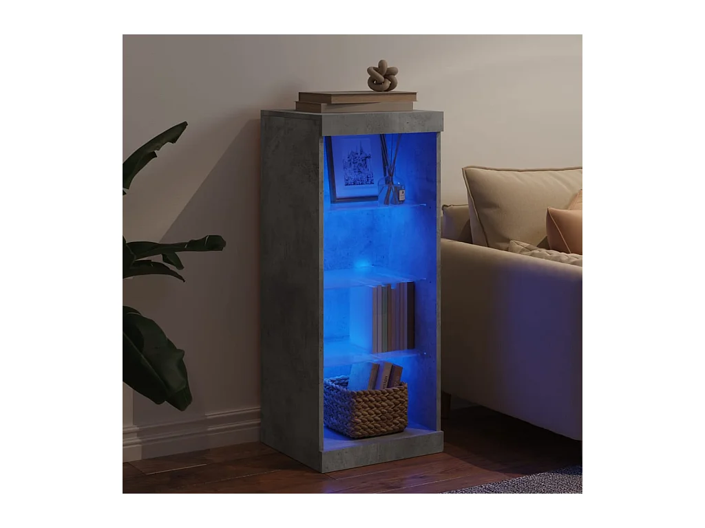 Buffet | Bahut | Meuble de rangement avec lumières LED gris béton 41x37x100 cm
