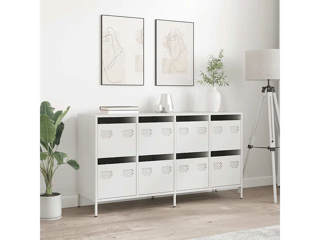 Buffet | Commode à tiroir | Meuble de rangement blanc 135x39x73,5 cm acier laminé à froid