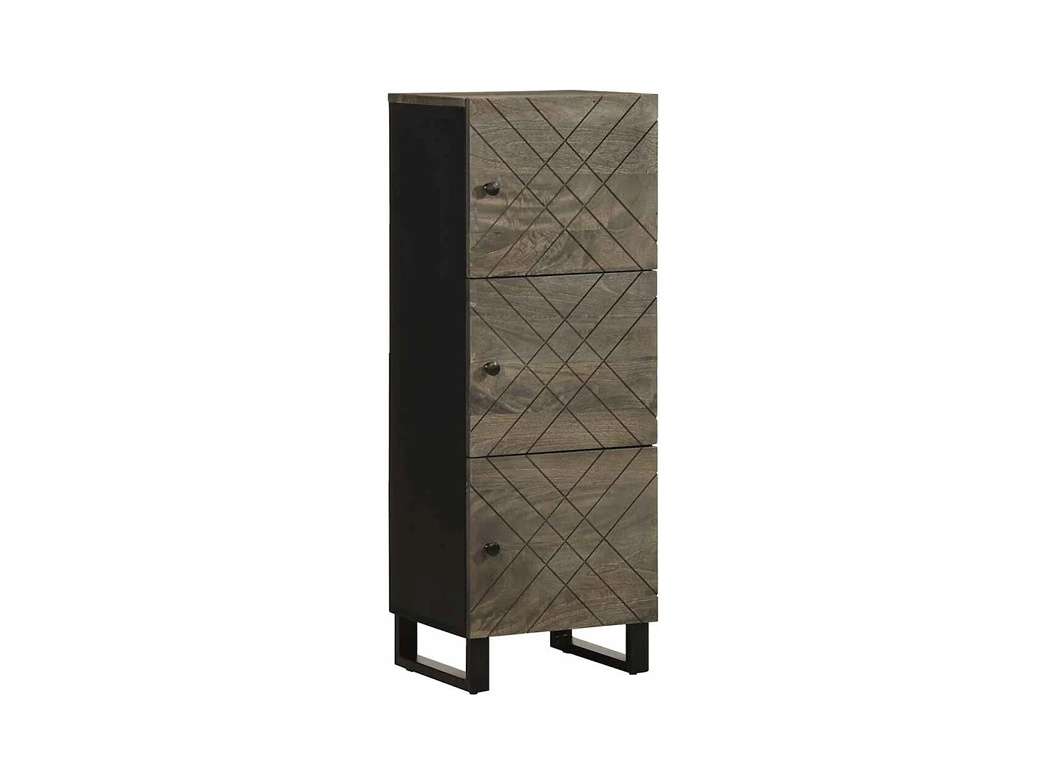 Buffet | Bahut | Meuble de rangement noir 40x33x110 cm bois de manguier massif