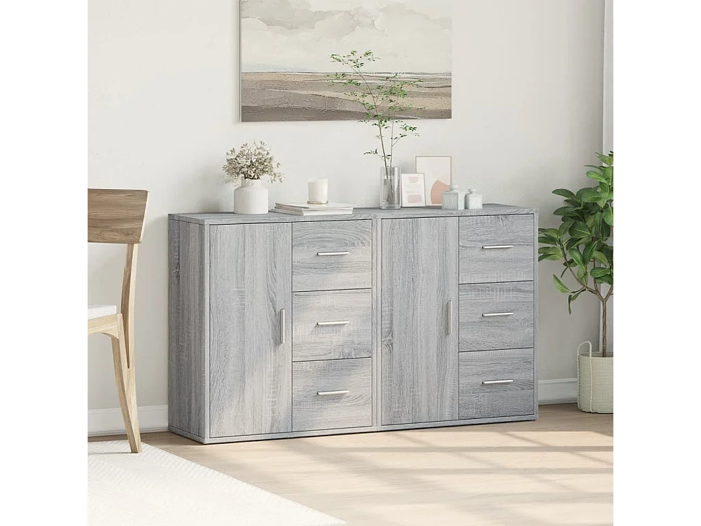 Buffets | Bahuts | Meuble de rangement 2 pcs sonoma gris 60x31x70 cm bois d'ingénierie