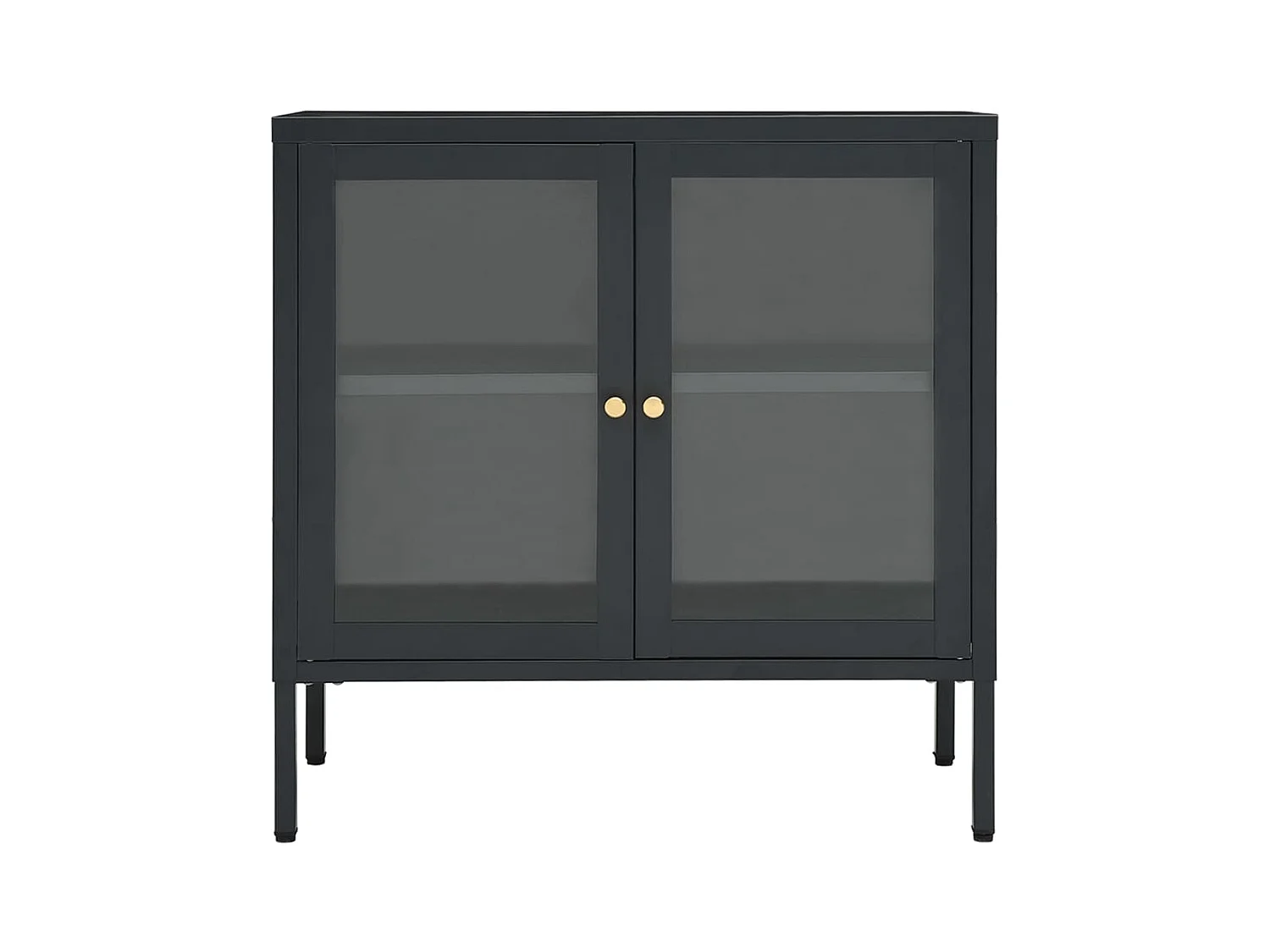 Credenza | Buffet | Armadio Antracite 70x35x70 cm in Acciaio e Vetro
