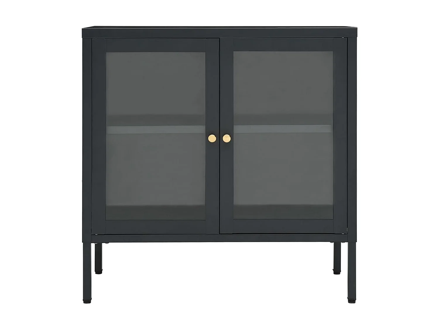 Credenza | Buffet | Armadio Antracite 70x35x70 cm in Acciaio e Vetro