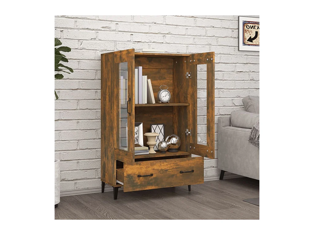 Buffet | Bahut | Meuble de rangement haut Chêne fumé 70x31x115 cm Bois d'ingénierie