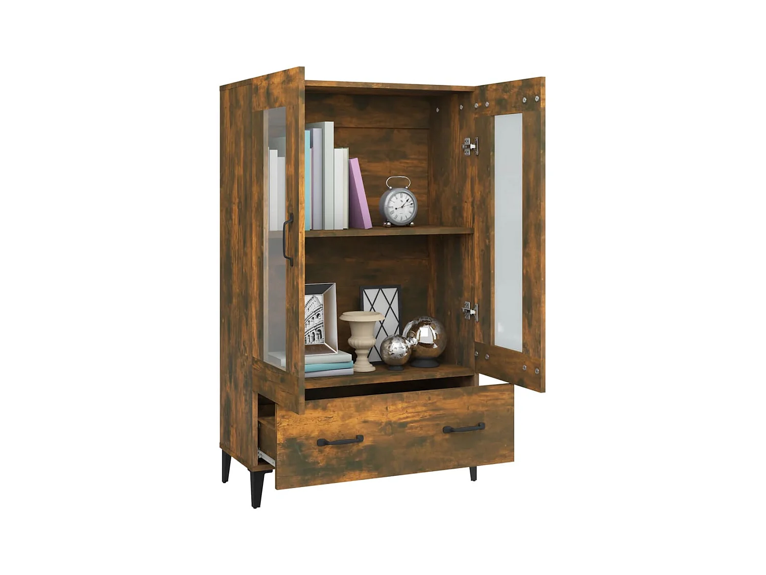 Buffet | Bahut | Meuble de rangement haut Chêne fumé 70x31x115 cm Bois d'ingénierie