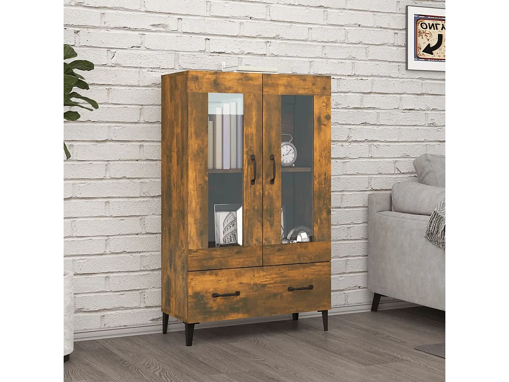 Buffet | Bahut | Meuble de rangement haut Chêne fumé 70x31x115 cm Bois d'ingénierie