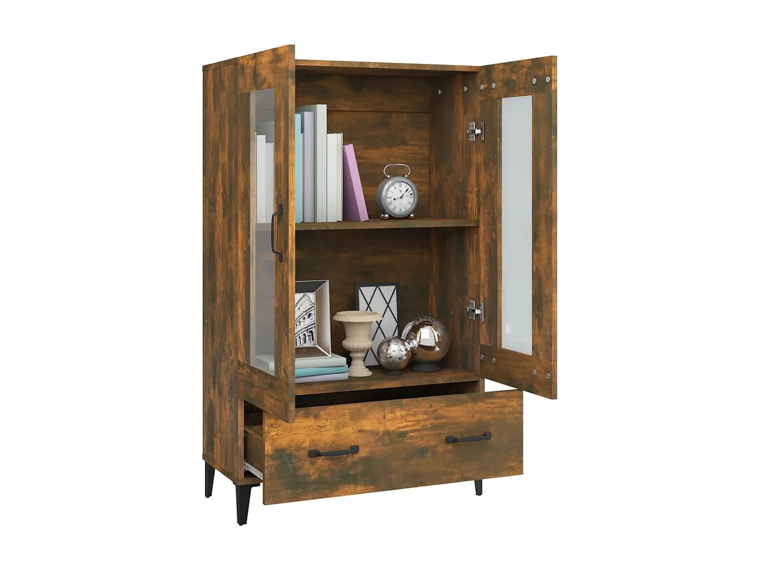 Buffet | Bahut | Meuble de rangement haut Chêne fumé 70x31x115 cm Bois d'ingénierie
