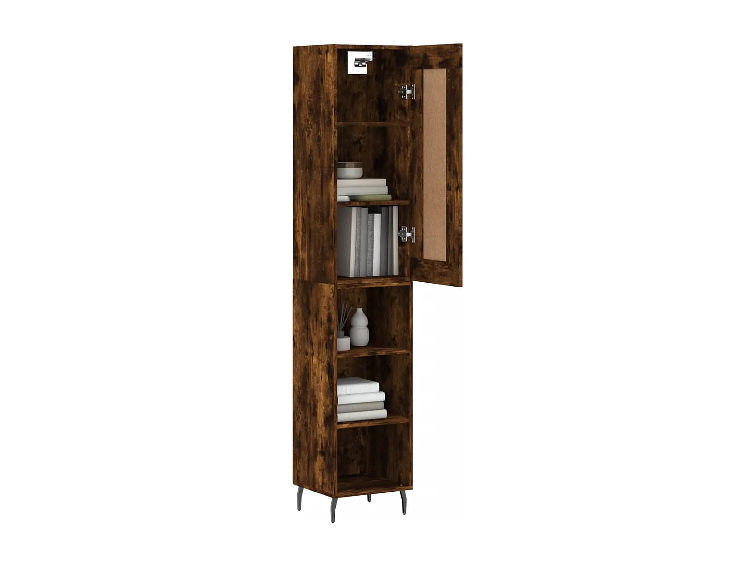 Buffet | Bahut | Meuble de rangement haut Chêne fumé 34,5x34x180 cm Bois d'ingénierie