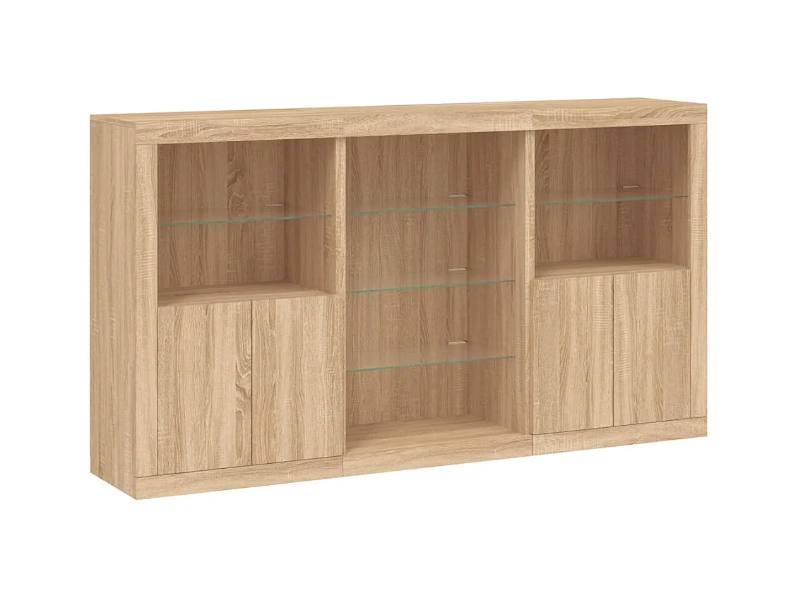Buffet | Bahut | Meuble de rangement avec lumières LED chêne sonoma 181,5x37x100 cm