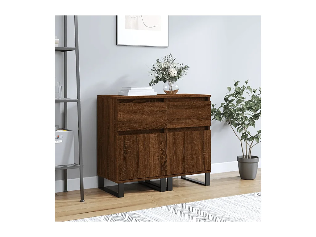 Buffets | Bahuts | Meuble de rangement 2 pcs chêne marron 40x35x70 cm bois d'ingénierie