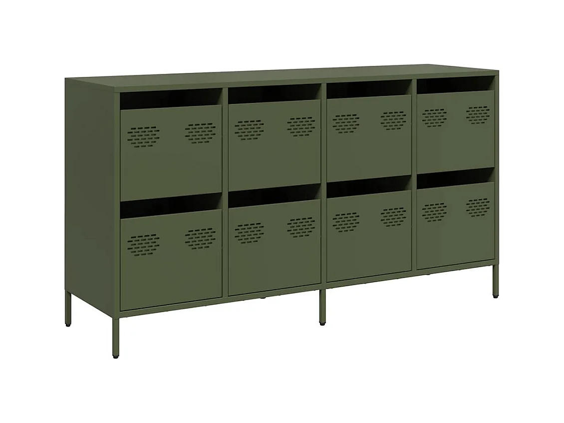 Buffet | Commode à tiroir | Meuble de rangement vert olive 135x39x73,5 cm acier laminé à froid