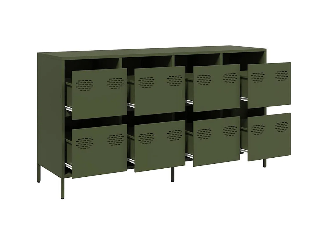 Buffet | Commode à tiroir | Meuble de rangement vert olive 135x39x73,5 cm acier laminé à froid