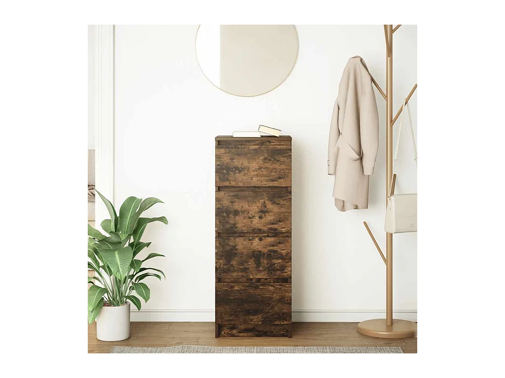 Buffet | Commode à tiroir | Meuble de rangement chêne fumé 37,5x35x99 cm bois d'ingénierie