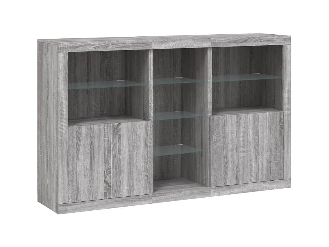 Buffet | Bahut | Meuble de rangement avec lumières LED sonoma gris 162x37x100 cm