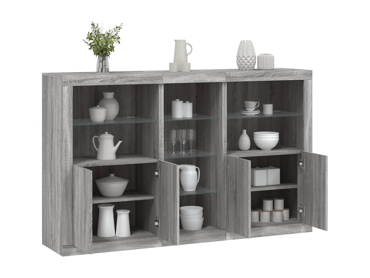 Credenza | Buffet | Armadio con Luci LED Grigio Sonoma 162x37x100 cm