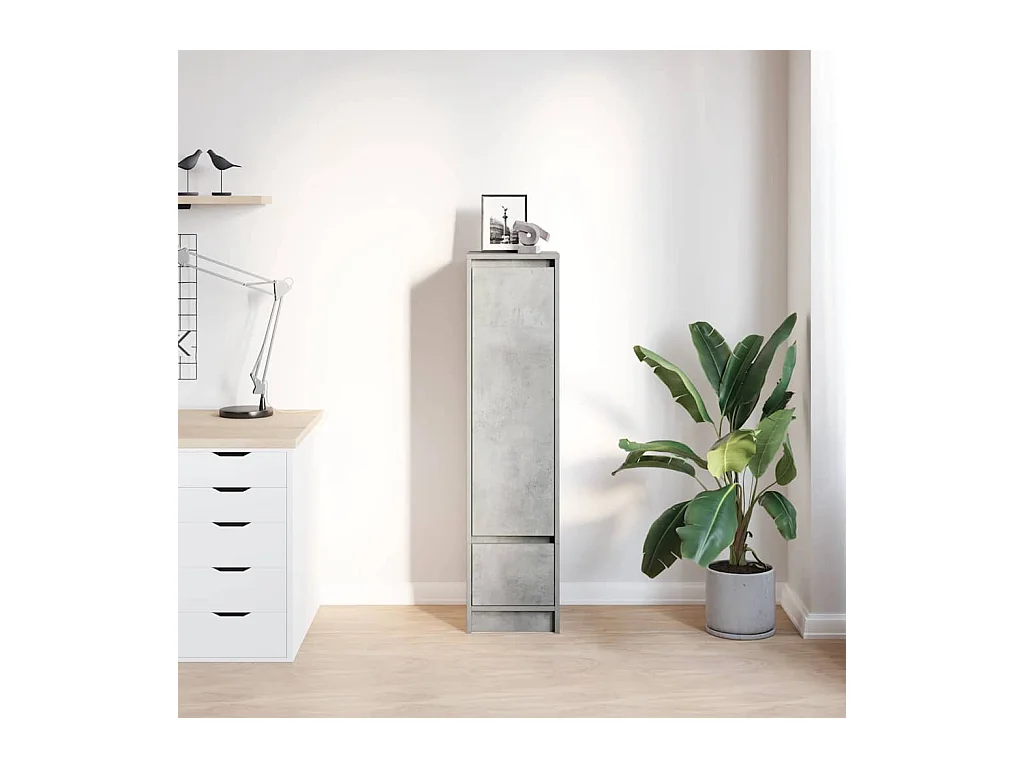Buffet | Commode à tiroir | Meuble de rangement haut gris béton 29,5x34x119,5 cm bois d'ingénierie