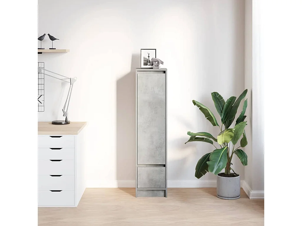 Buffet | Commode à tiroir | Meuble de rangement haut gris béton 29,5x34x119,5 cm bois d'ingénierie