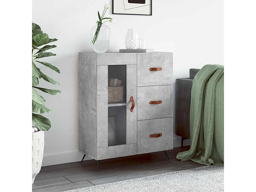 Buffet | Bahut | Meuble de rangement gris béton 69,5x34x90 cm bois d'ingénierie