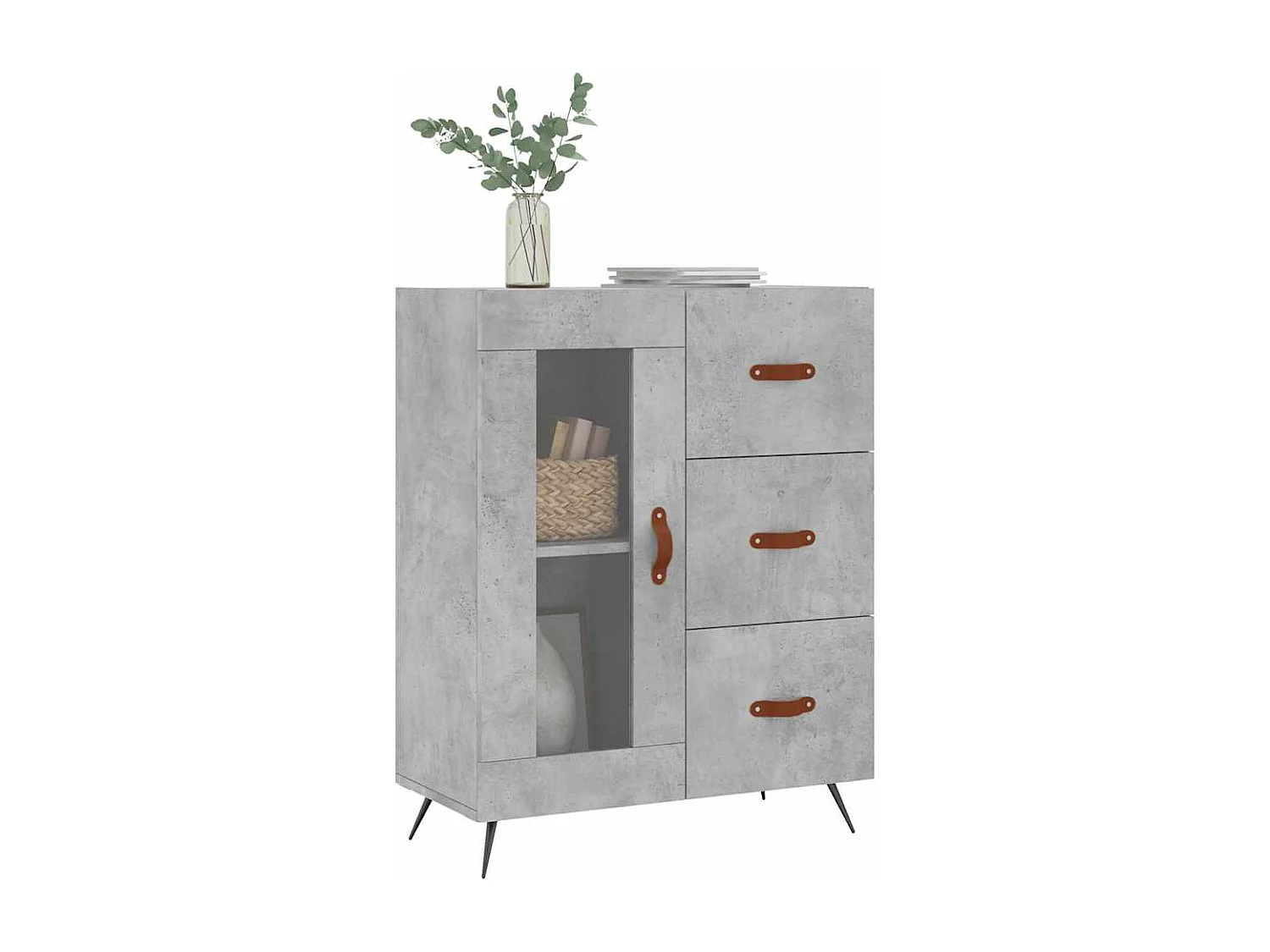 Buffet | Bahut | Meuble de rangement gris béton 69,5x34x90 cm bois d'ingénierie