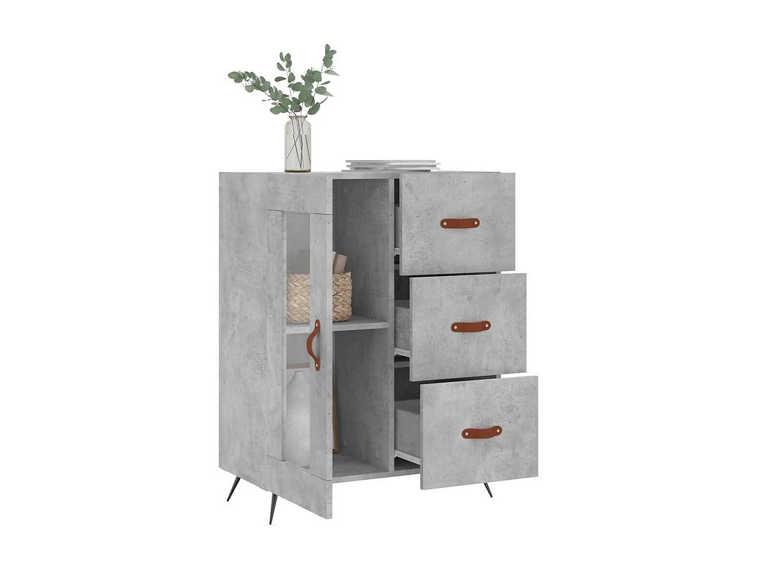 Buffet | Bahut | Meuble de rangement gris béton 69,5x34x90 cm bois d'ingénierie