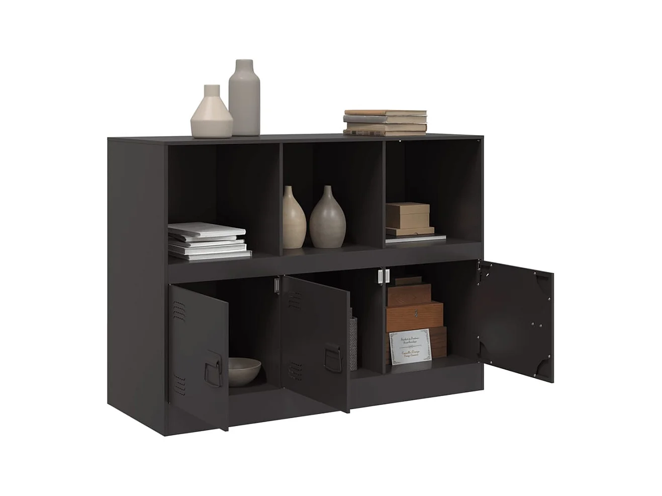 Buffet | Bahut | Meuble de rangement noir 99x39x73 cm acier