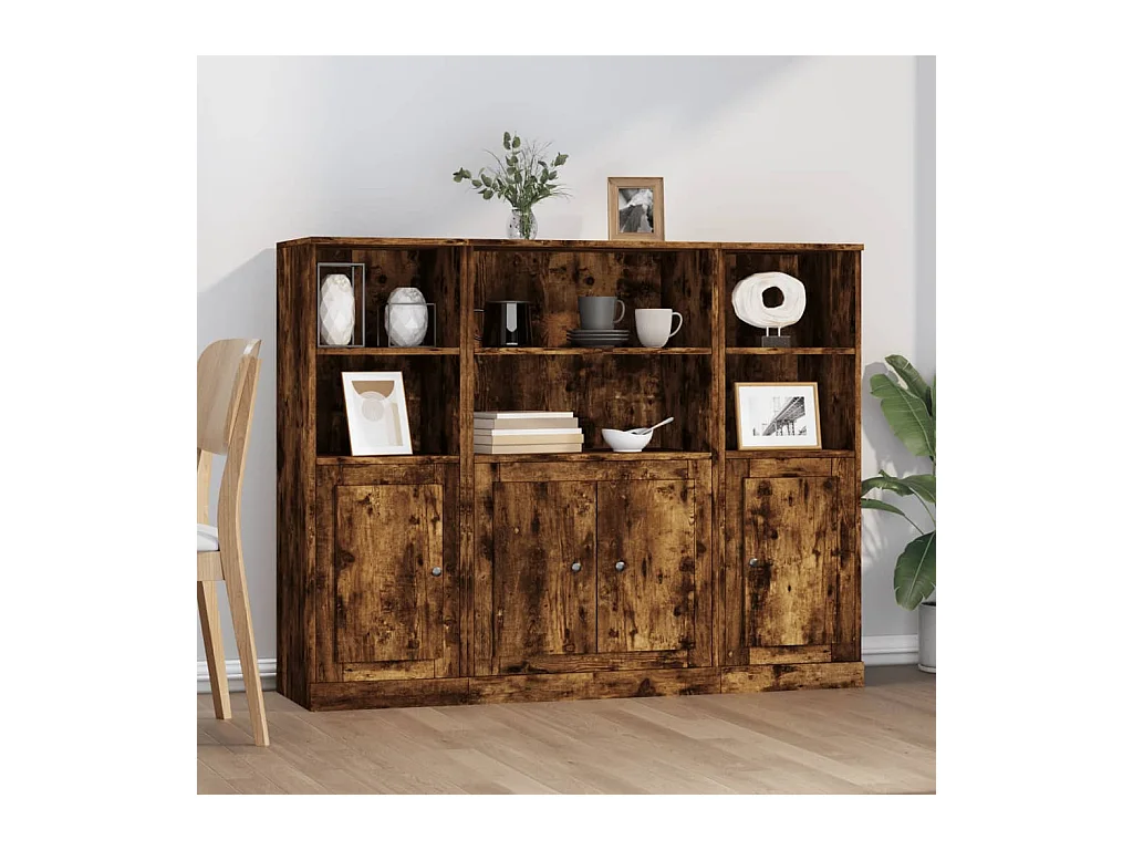 Credenze | Buffet | Armadi 3 pz Rovere Fumo in Legno Multistrato