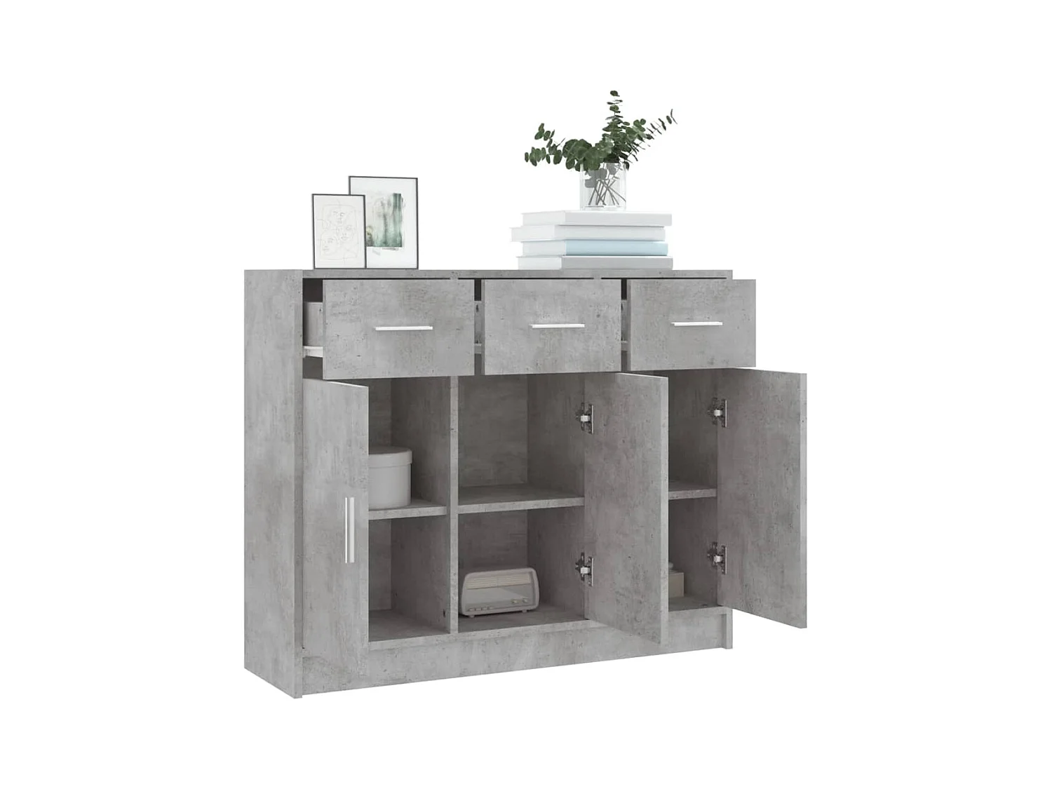 Buffet | Bahut | Meuble de rangement gris béton 91x28x75 cm bois d'ingénierie