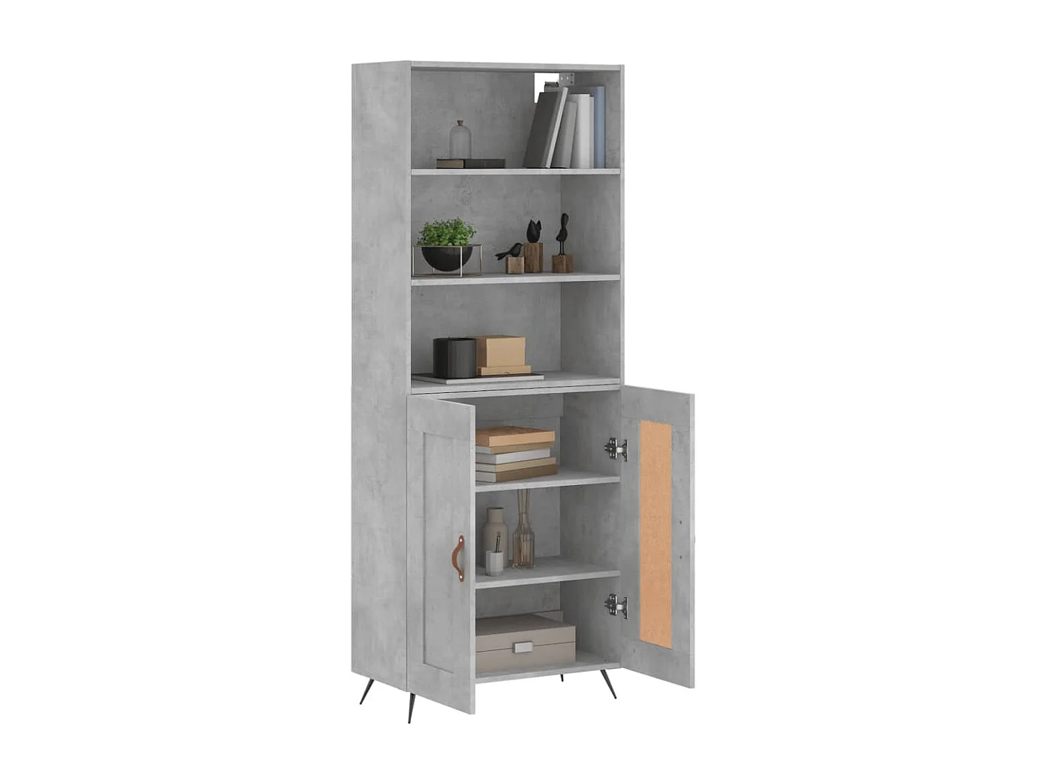 Buffet | Bahut | Meuble de rangement haut Gris béton 69,5x34x180 cm Bois d'ingénierie