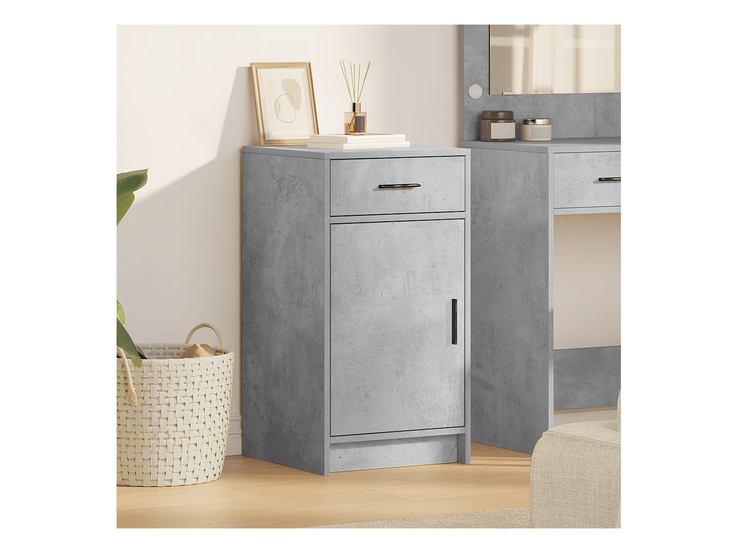 Buffet | Bahut | Meuble de rangement Gris Béton 40x41x75 cm Bois d'ingénierie