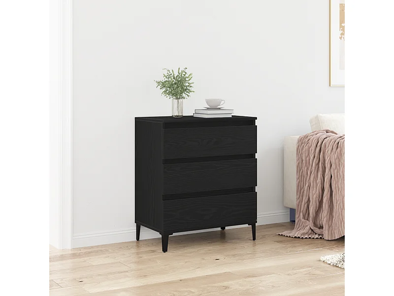 Buffet | Bahut | Meuble de rangement Noir Chêne 60x35x70 cm Bois d'ingénierie