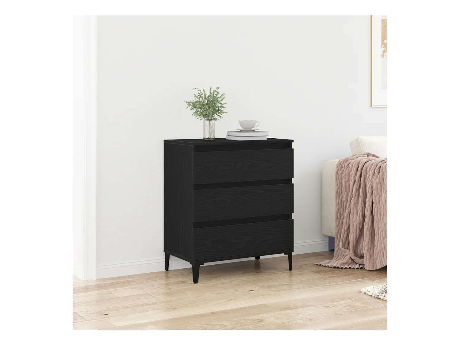 Buffet | Bahut | Meuble de rangement Noir Chêne 60x35x70 cm Bois d'ingénierie