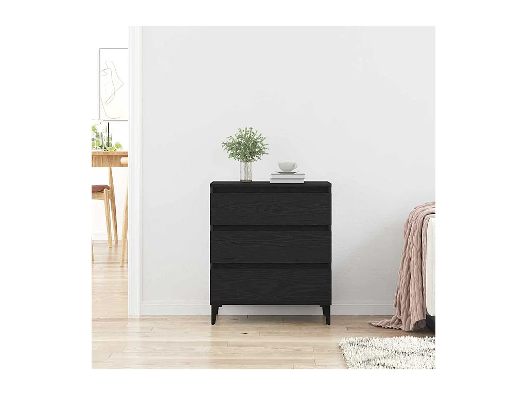 Buffet | Bahut | Meuble de rangement Noir Chêne 60x35x70 cm Bois d'ingénierie