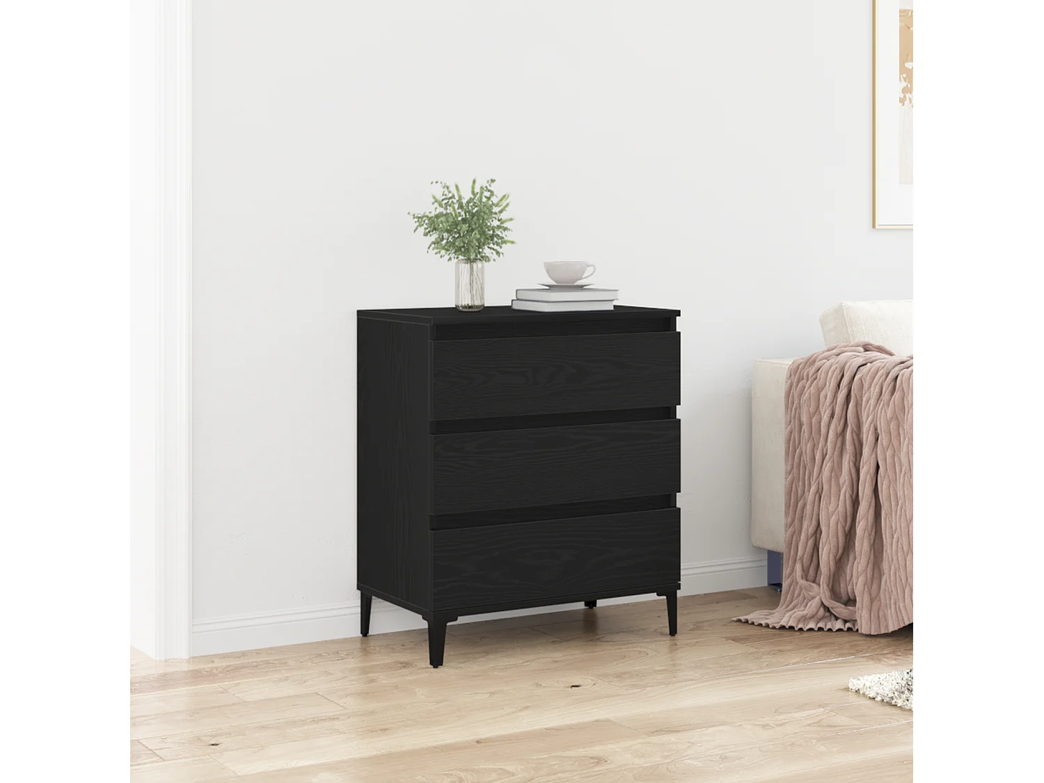 Buffet | Bahut | Meuble de rangement Noir Chêne 60x35x70 cm Bois d'ingénierie