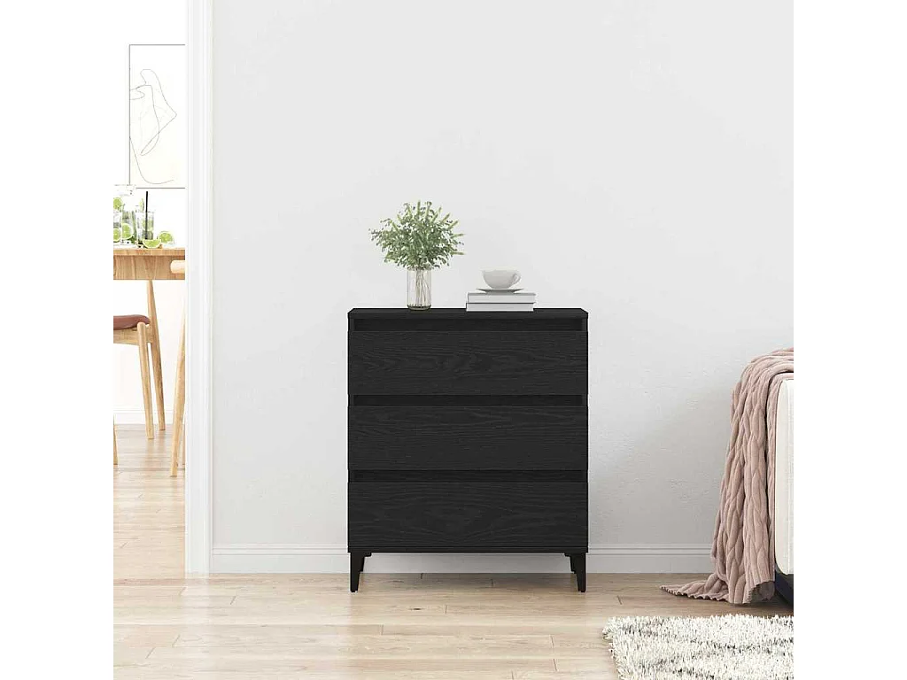 Buffet | Bahut | Meuble de rangement Noir Chêne 60x35x70 cm Bois d'ingénierie