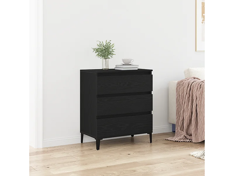 Buffet | Bahut | Meuble de rangement Noir Chêne 60x35x70 cm Bois d'ingénierie