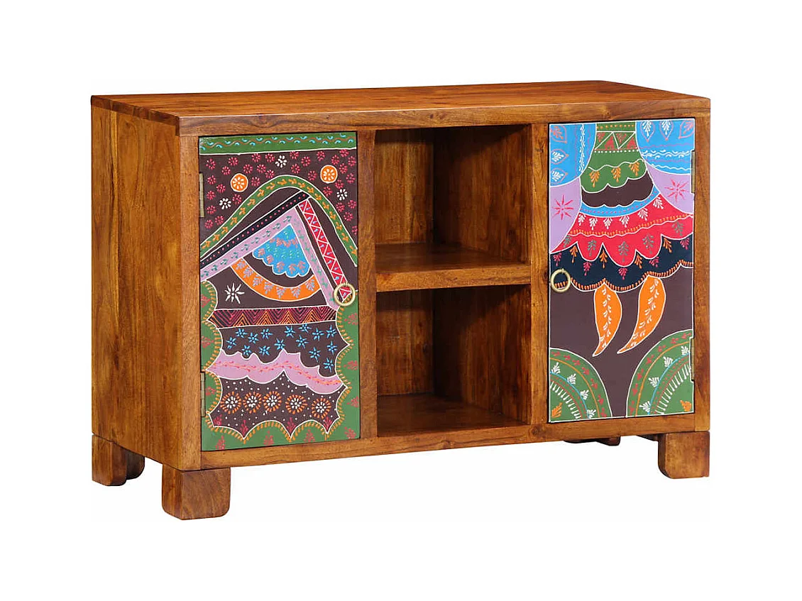Buffet | Bahut | Meuble de rangement multicolore 90x35x60 bois massif d'acacia