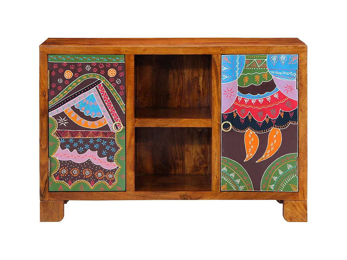 Buffet | Bahut | Meuble de rangement multicolore 90x35x60 bois massif d'acacia