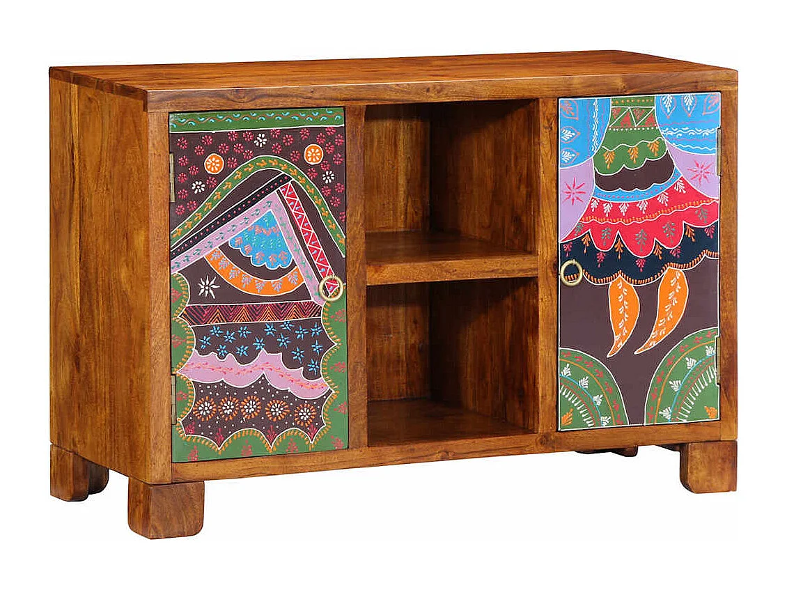 Buffet | Bahut | Meuble de rangement multicolore 90x35x60 bois massif d'acacia