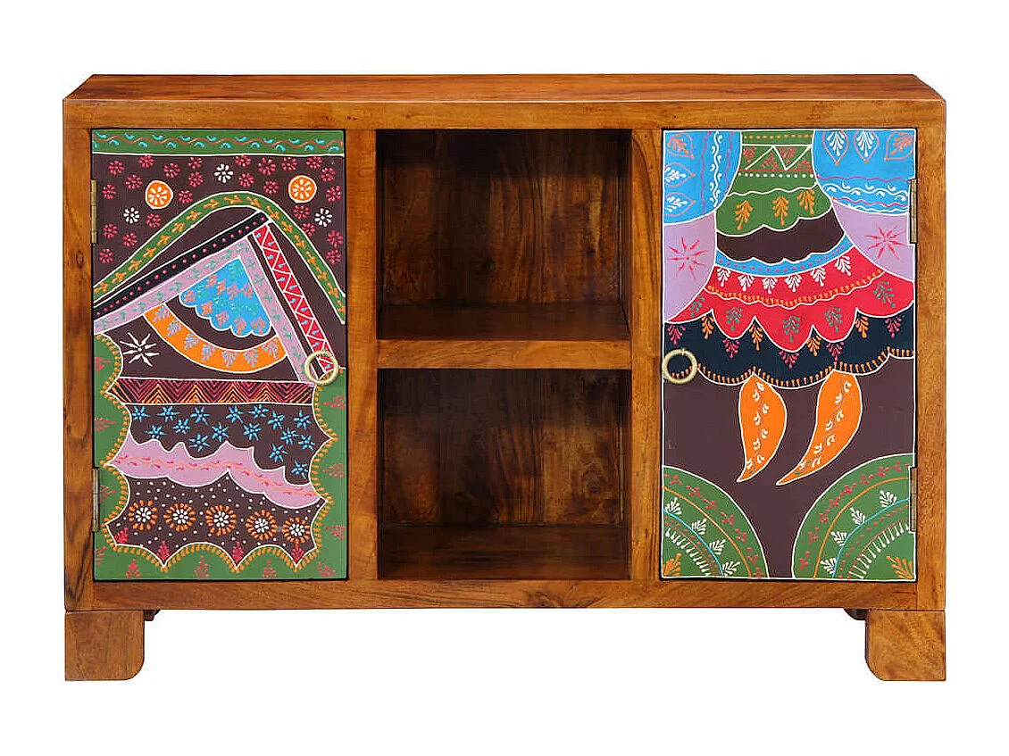 Buffet | Bahut | Meuble de rangement multicolore 90x35x60 bois massif d'acacia