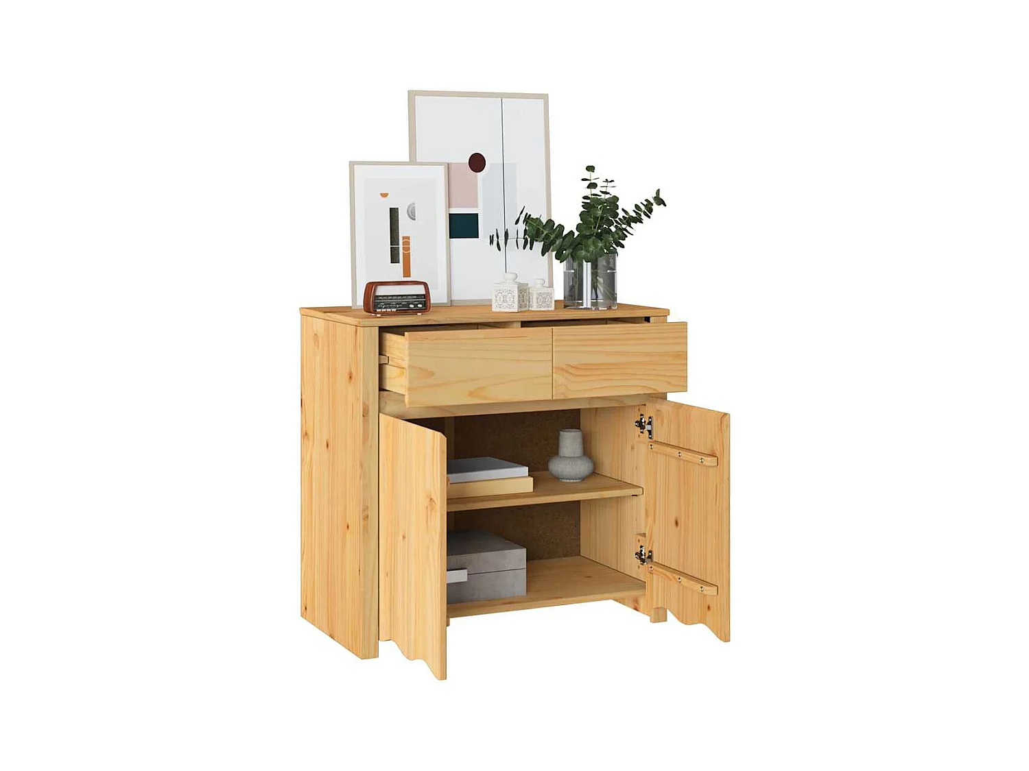 Buffet | Commode à tiroir | Meuble de rangement "DRAMMEN" 79x43x75,5 cm en bois massif de pin