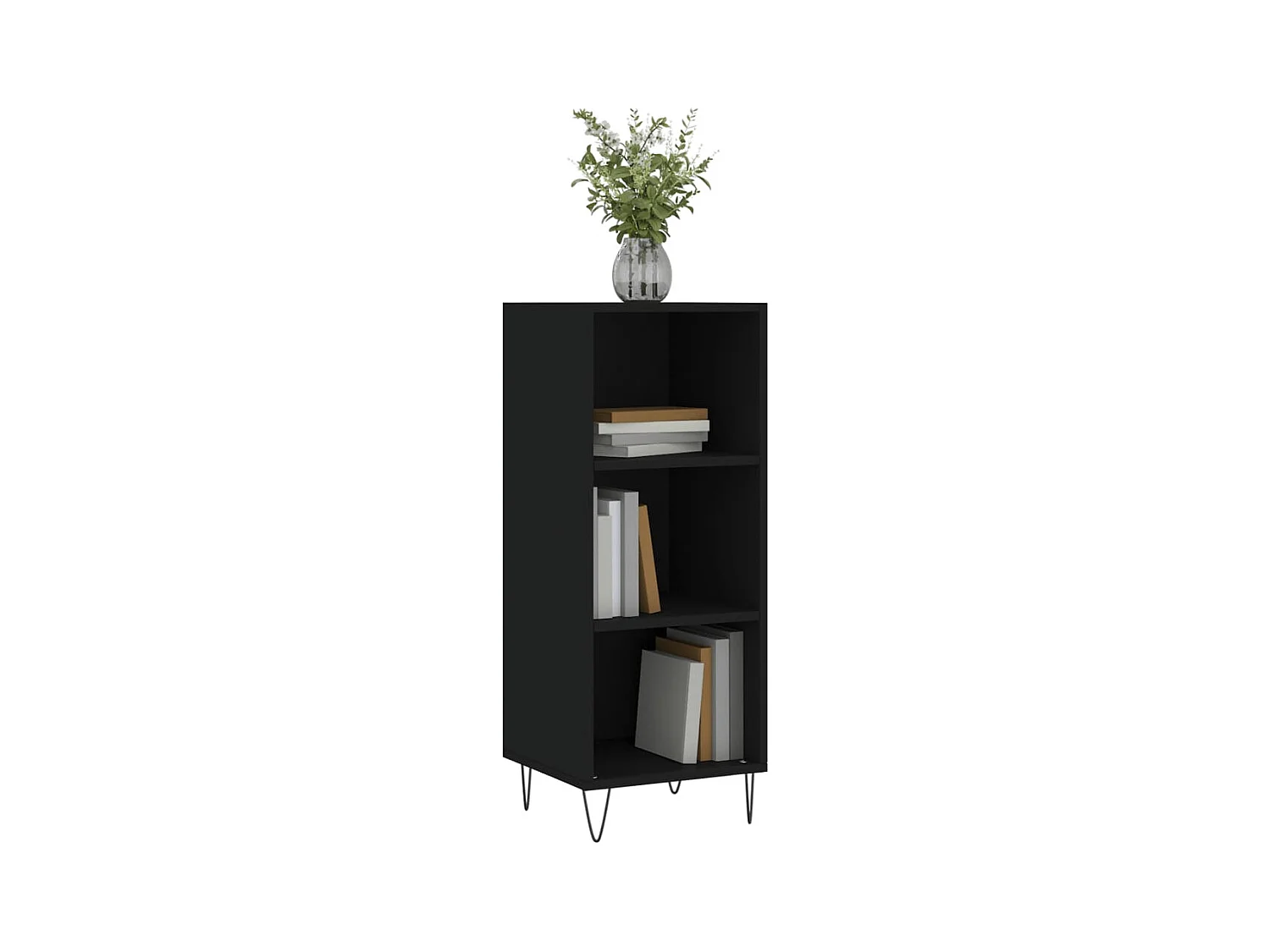 Buffet | Bahut | Meuble de rangement noir 34,5x32,5x90 cm bois d'ingénierie