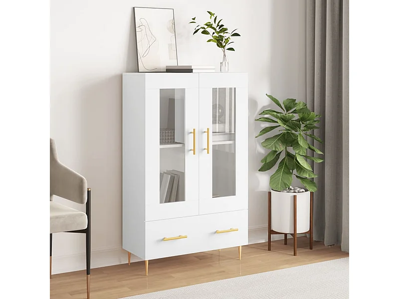 Buffet | Bahut | Meuble de rangement haut blanc 69,5x31x115 cm bois d'ingénierie