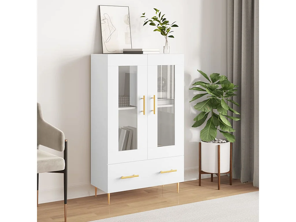 Buffet | Bahut | Meuble de rangement haut blanc 69,5x31x115 cm bois d'ingénierie