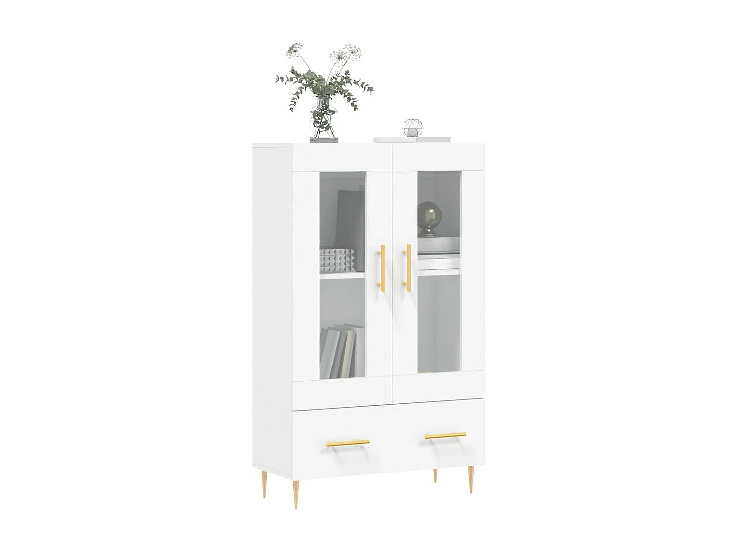 Buffet | Bahut | Meuble de rangement haut blanc 69,5x31x115 cm bois d'ingénierie