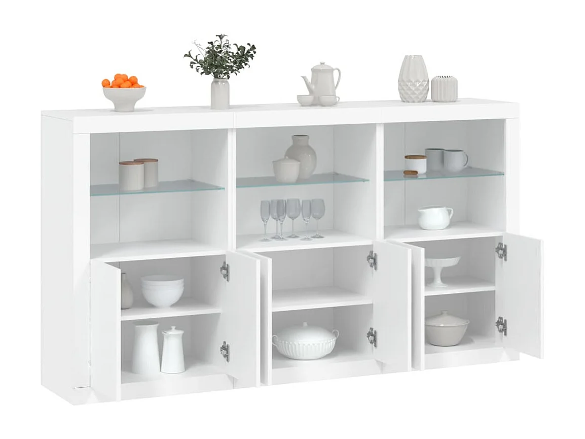 Buffet | Bahut | Meuble de rangement avec lumières LED blanc 181,5x37x100 cm