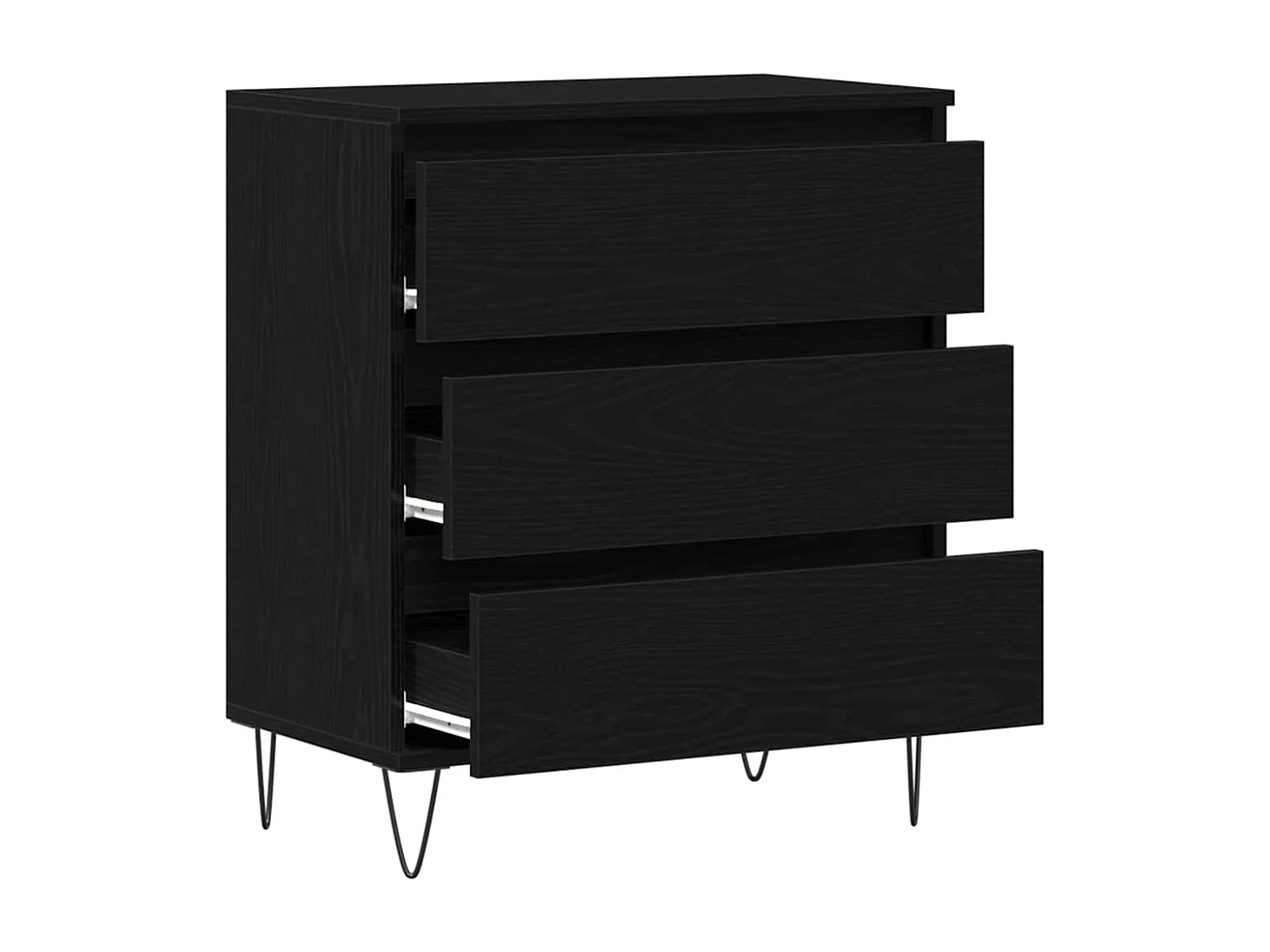 Credenza | Mobile | Armadio con Cassetti Nero Rovere 60x35x70 cm Legno Ingenerizzato