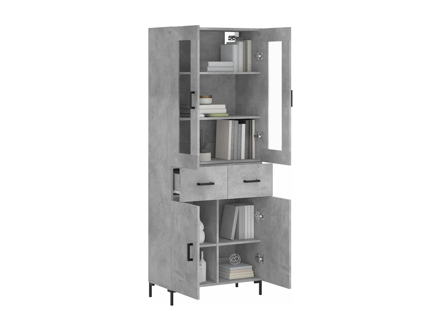 Credenza | Buffet | Armadio Grigio Cemento 69,5x34x180 cm in Legno Multistrato