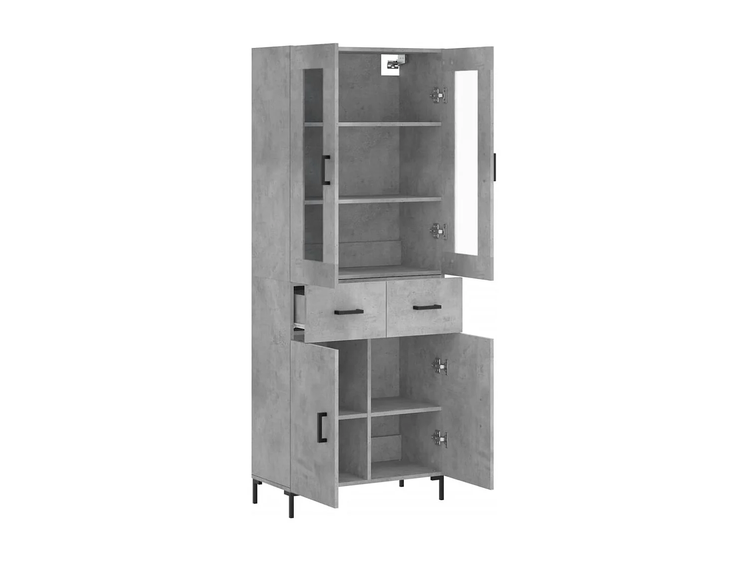 Credenza | Buffet | Armadio Grigio Cemento 69,5x34x180 cm in Legno Multistrato