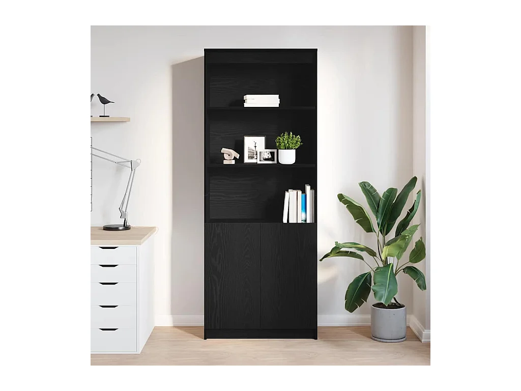 Buffet | Bahut | Meuble de rangement haut chêne noir 70x35x180 cm bois d'ingénierie