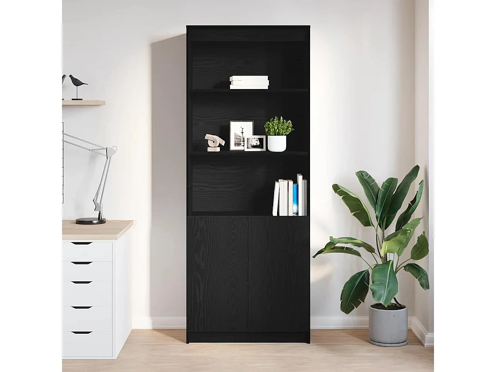 Buffet | Bahut | Meuble de rangement haut chêne noir 70x35x180 cm bois d'ingénierie