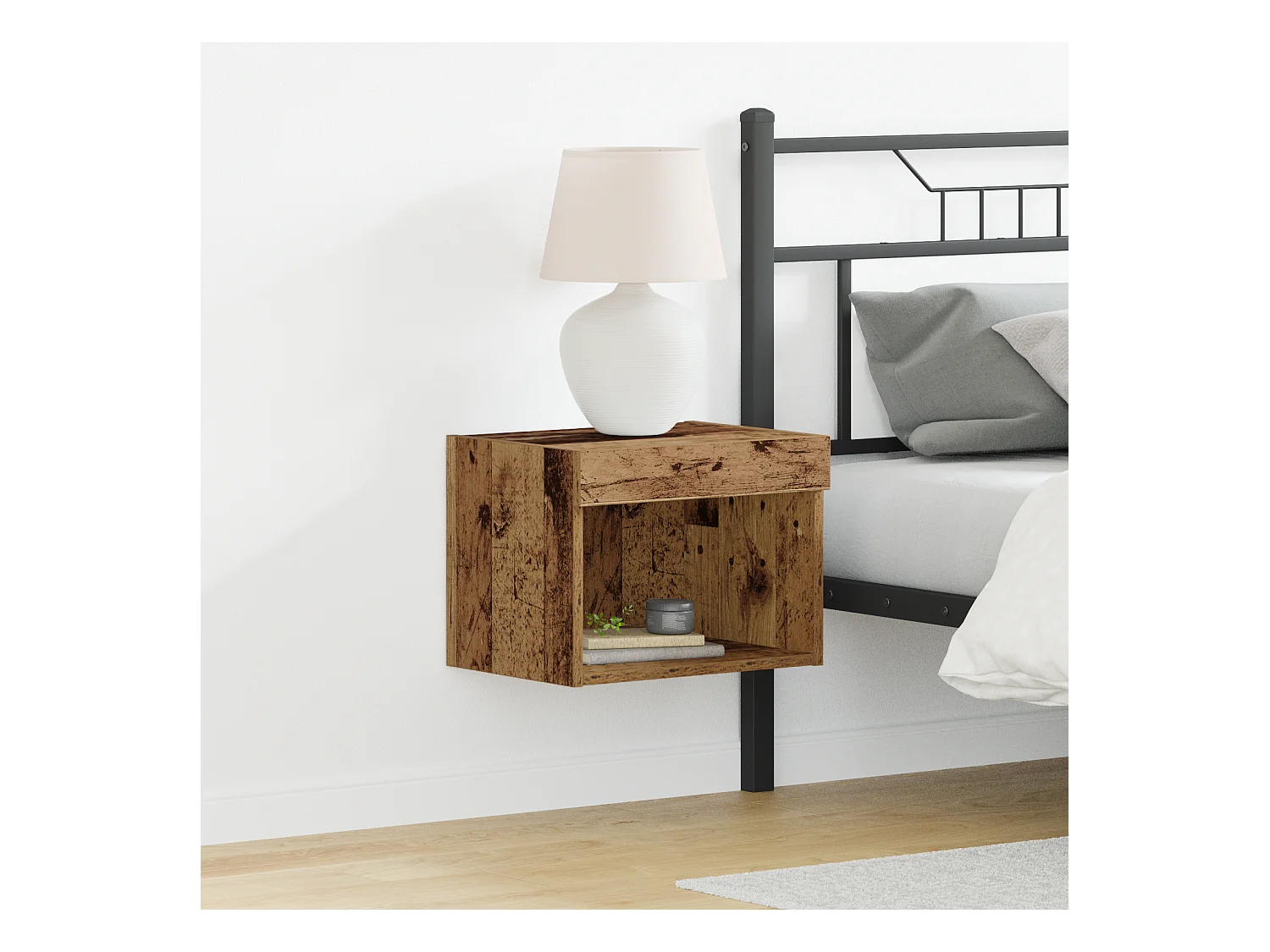 Buffet | Bahut | Meuble de rangement mural avec lumières LED en vieux bois 40x30x30 cm